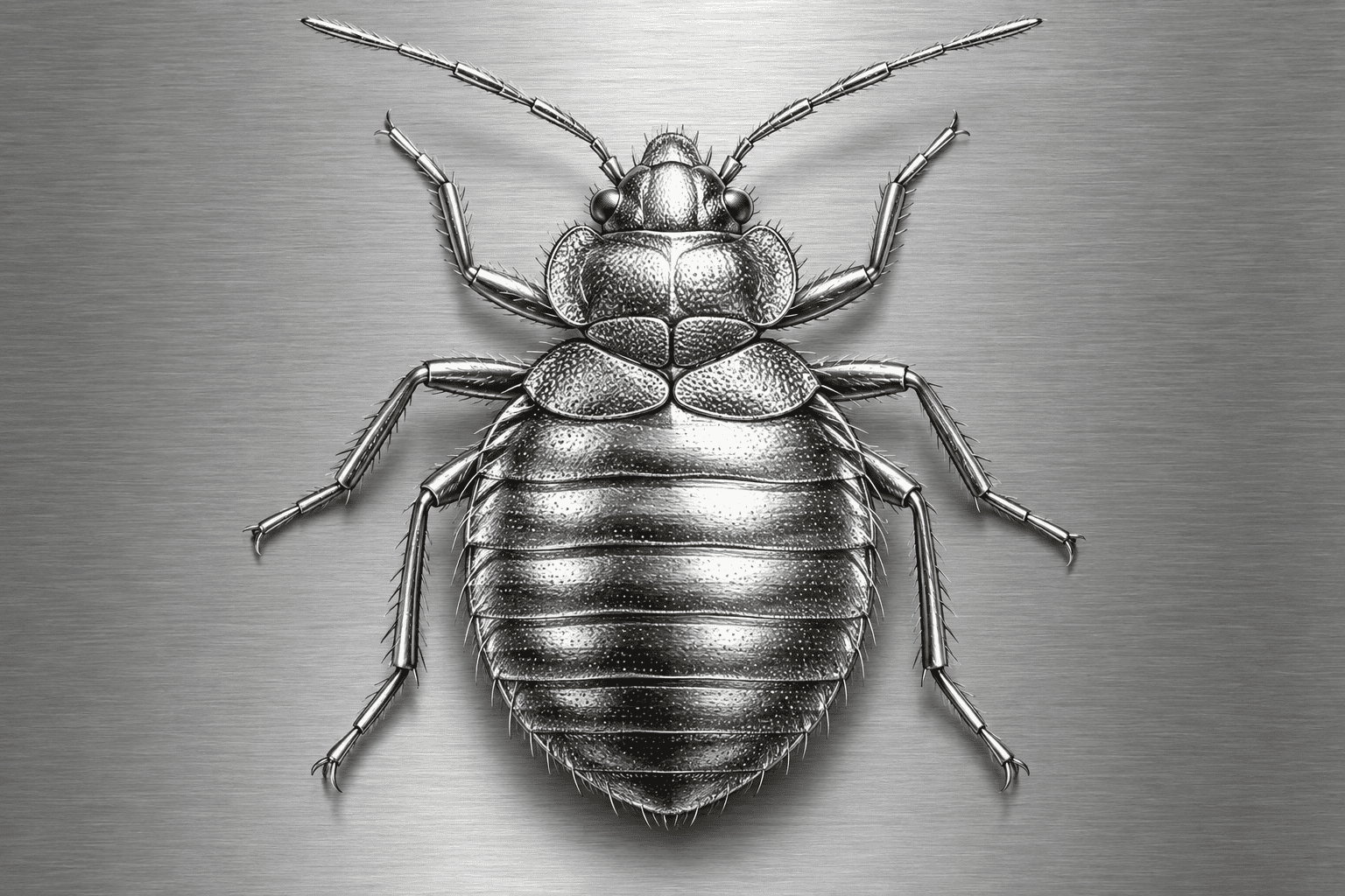 Silver bed bug illustration for a guide explaining how long bed bugs can survive without feeding.