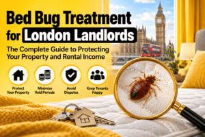 Bed bug treatment for London landlords showing a bed bug inspection in a London rental property