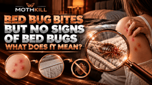 Bed bug bites but no signs of bed bugs showing unexplained skin marks and a search for hidden bed bugs