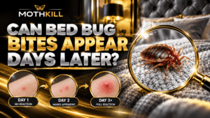 Can bed bug bites appear days later? Illustration showing a delayed skin reaction after a bed bug bite