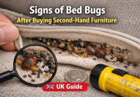 Bed bugs hiding in second hand sofa seams in UK home